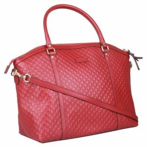 Red GUCCISSIMA LEATHER HAND BAG W/SHOULDER STRAP